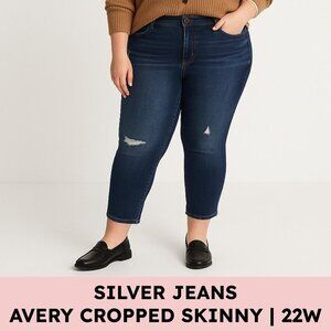 Silver Jeans Avery Skinny Crop Dark Wash High Rise Stretch Size 22